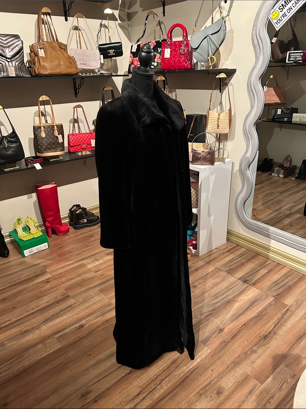 100% Mink Luxury Black Long Women's Coat